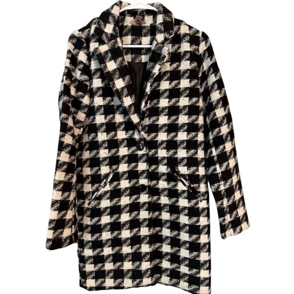 🌹 WILLOW & ROOT BLACK CHECKERED DRESS COAT - Picture 7 of 10